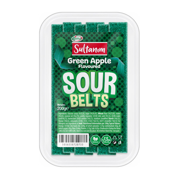 Sultanim Sour Belt Green Apple  Flat Box 12x200g