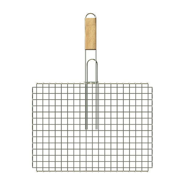 Barbecue Medium Grill with Wooden Handle (10pcs/box) 26cmx43cm