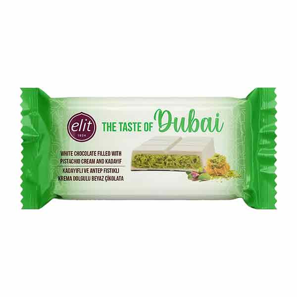 Elit Dubai White Chocolate Pistachio with Kadayif 12x90g
